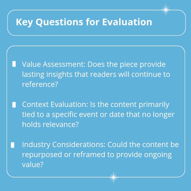 800 by 800 Infographic titled Key Questions for Evaluation