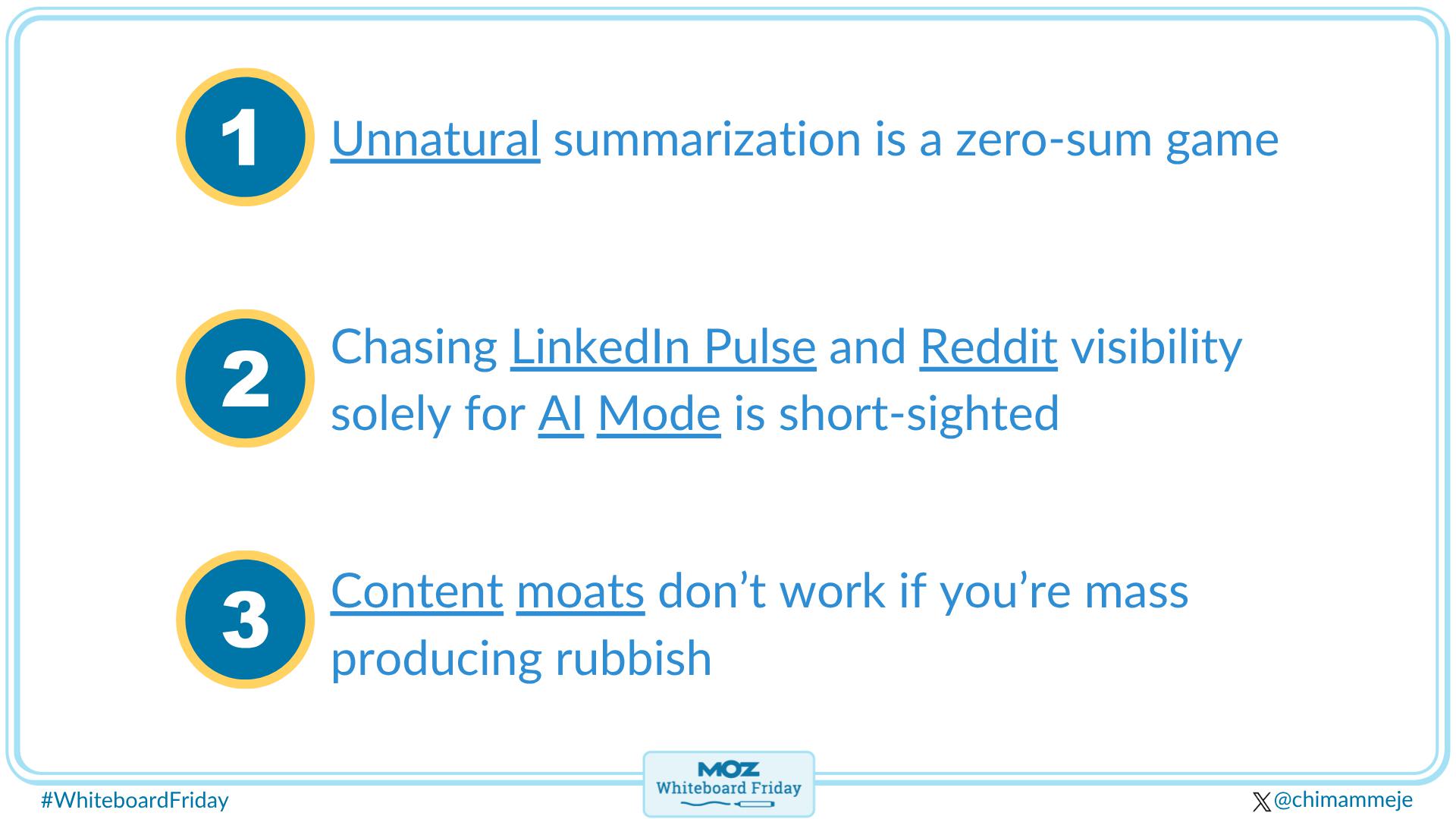 Section of the whiteboard with 3 practices to avoid as outlined in the content below.