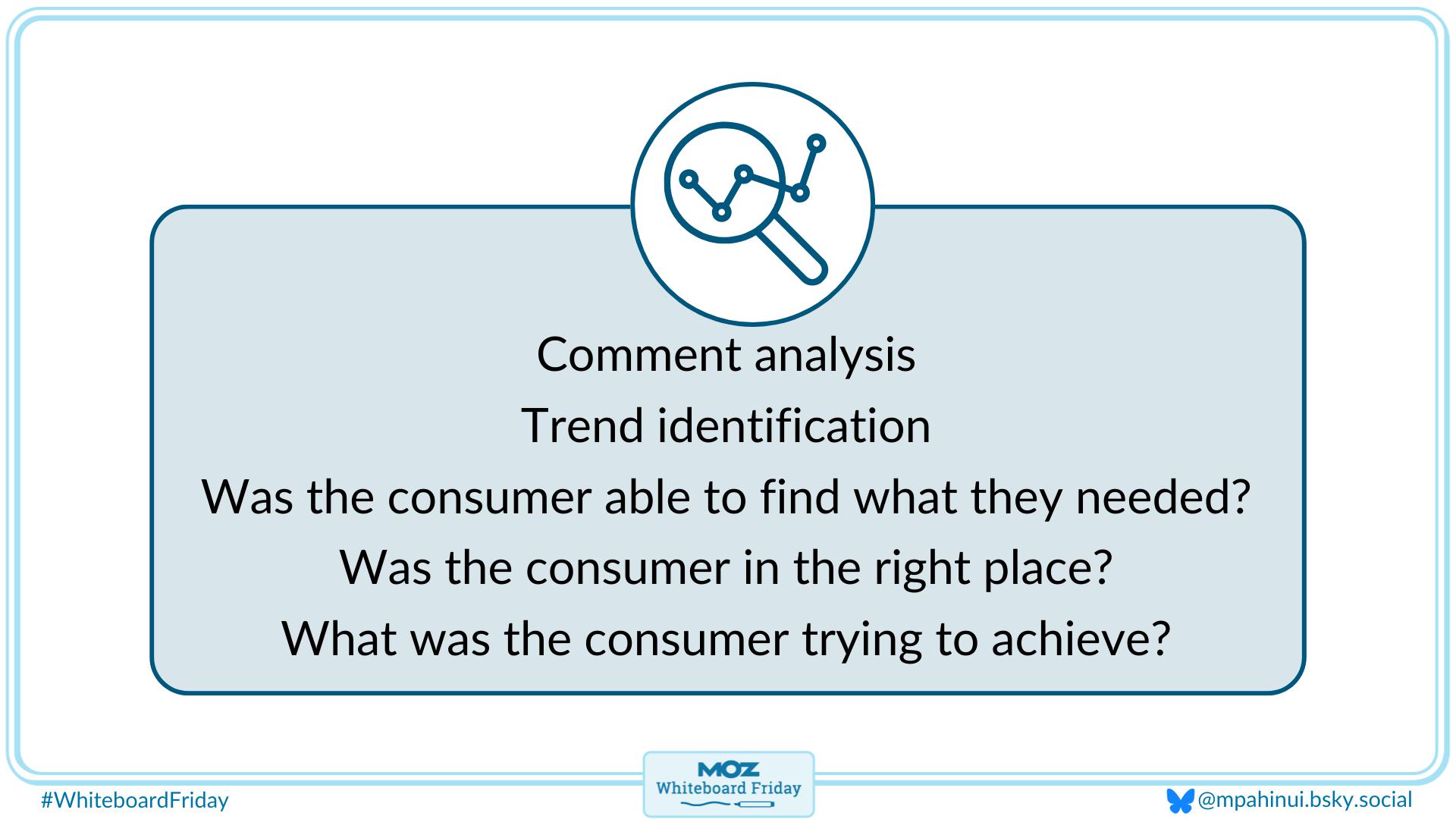 A zoomed in section of the whiteboard for how you can analyze feedback data.
