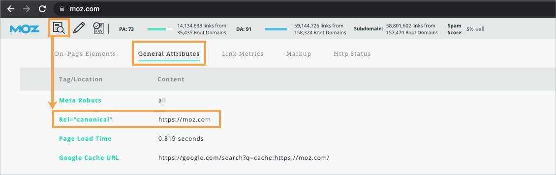 MozBar can help you track down the rel canonical for a page on your site so you're able to see if it is pointing to a different domain.