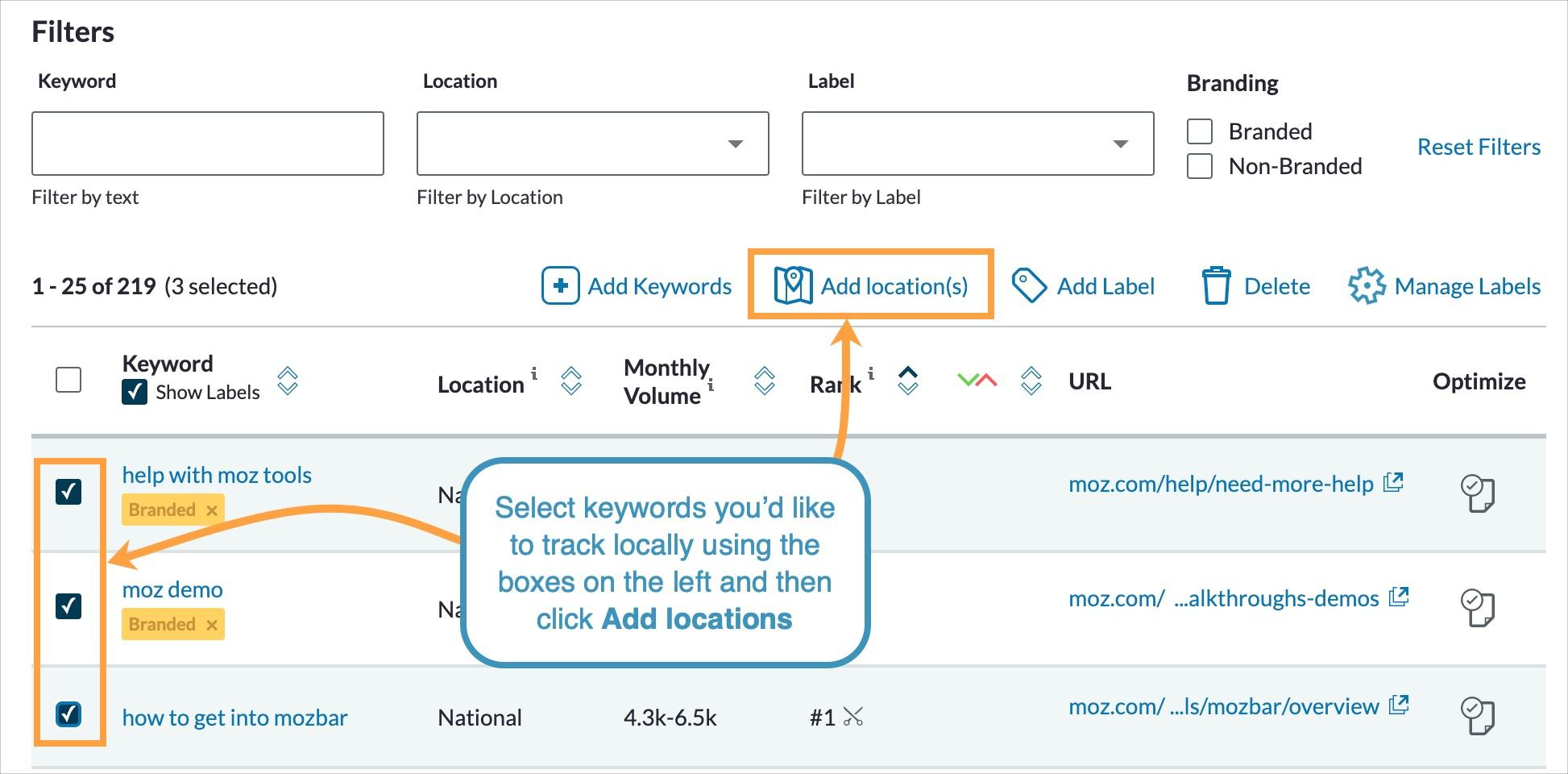 You can add additional locations to track for keywords you're already tracking by clicking add location.