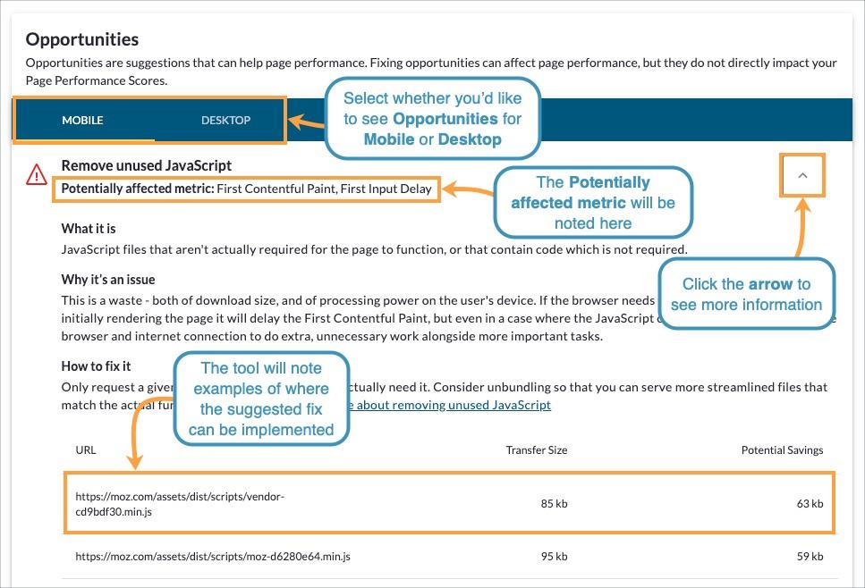 Use the tabs to select mobile or desktop and then click the arrow to the right to learn more.