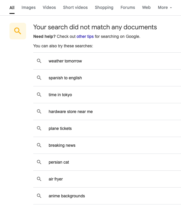 Google search results with quotation marks search showing URL indexed but not appearing in main results