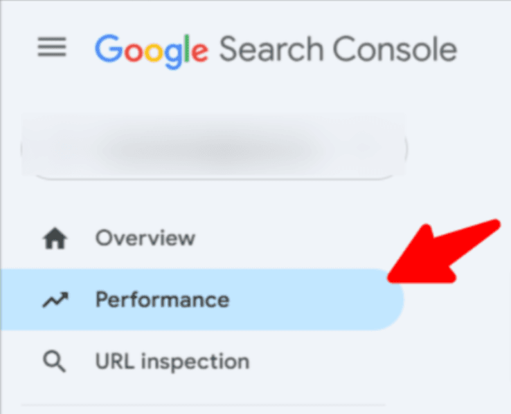 Google Search Console Performance menu
