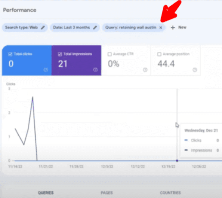 Google Search Console custom query filter