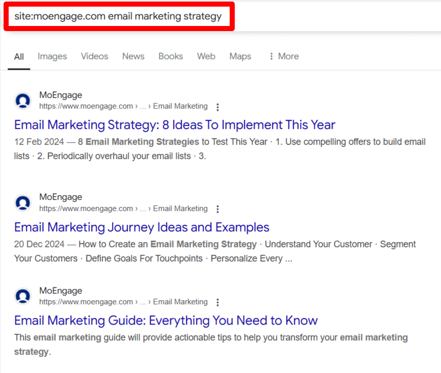 Highlighting the site operator in a search result page