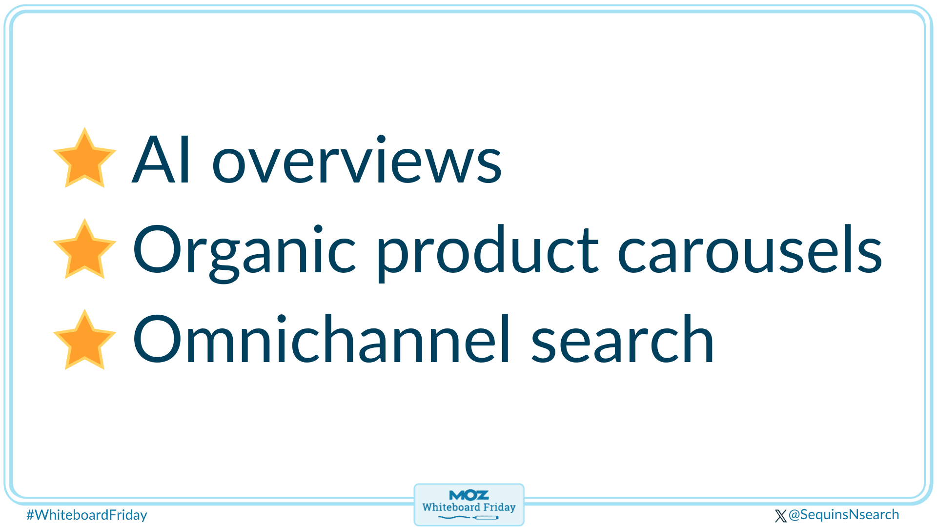 The introduction of AI overviews, organic product carousels, and other features that have impacted search.