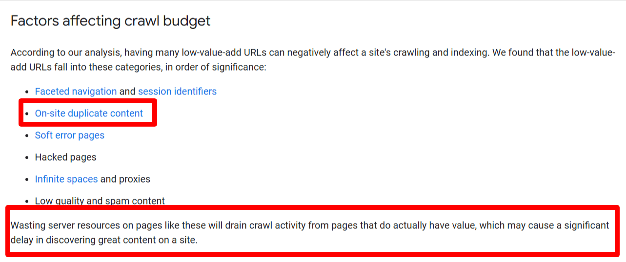 Factors that affect a site's crawl budget