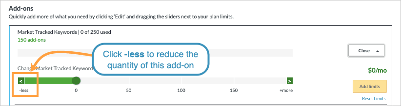 Use the slider to adjust the quantity for your add-ons.