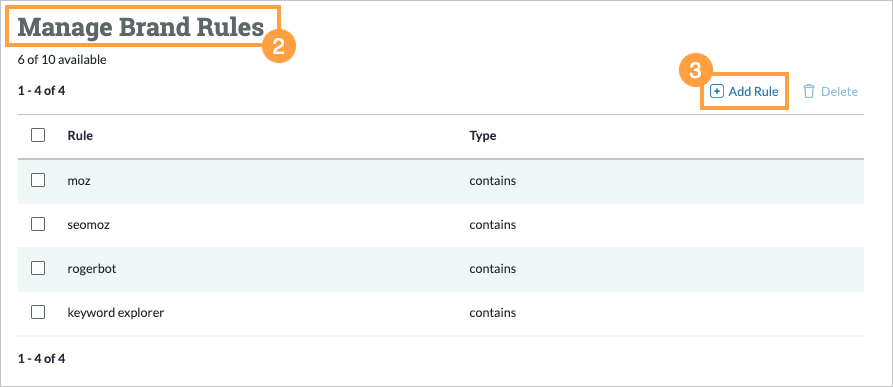 Scroll down to Manage Brand Rules and click "add rule."