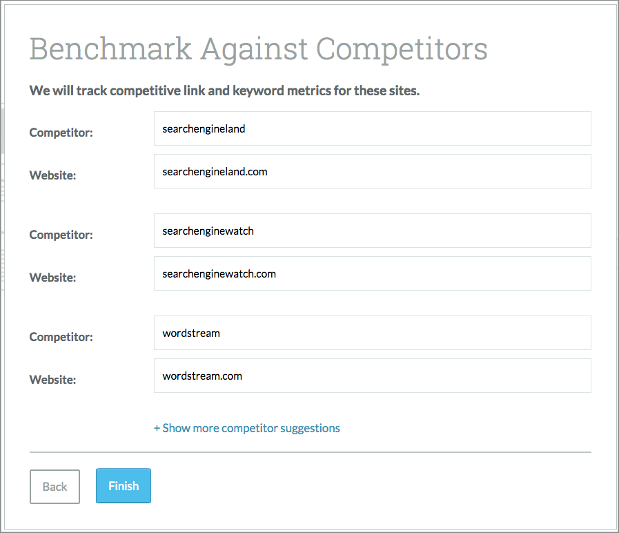 Add in up to three competitors to track.
