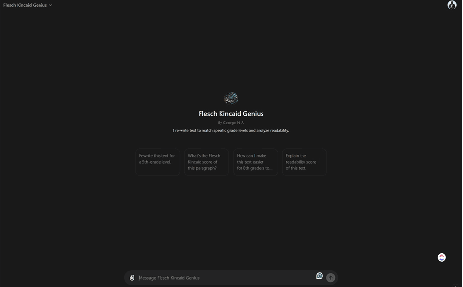 Flesh kincaid genius custom gpt