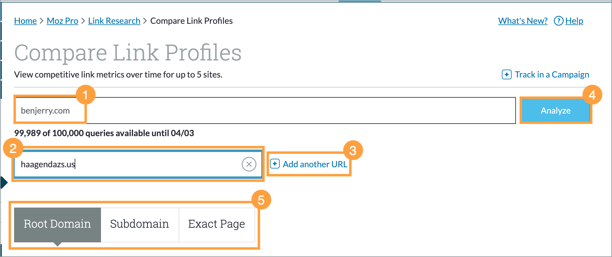 Enter up to 5 sites to compare to your site and see key metrics.