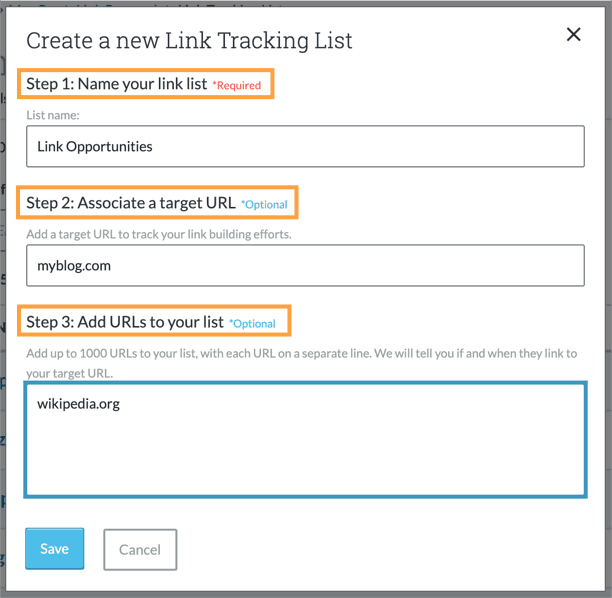 Enter in the name of your list and then click save. You have the option to enter additional information.