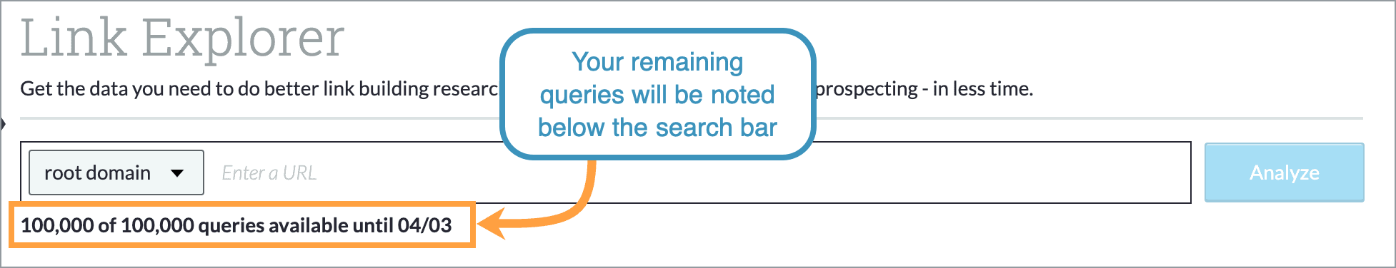 Your query balance will be noted below the search bar.