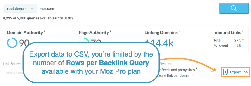 Export Link Explorer Data to CSV
