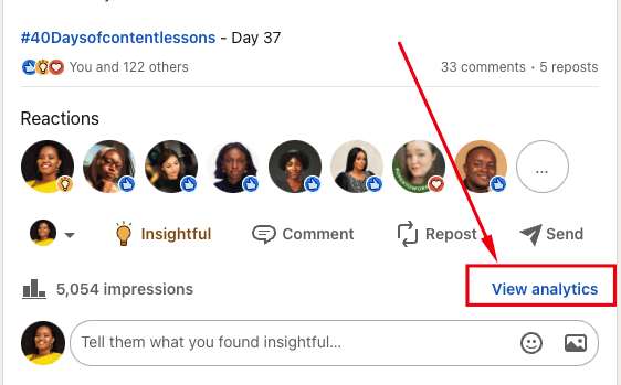 LinkedIn post snippet from #40Daysofcontentlessons series