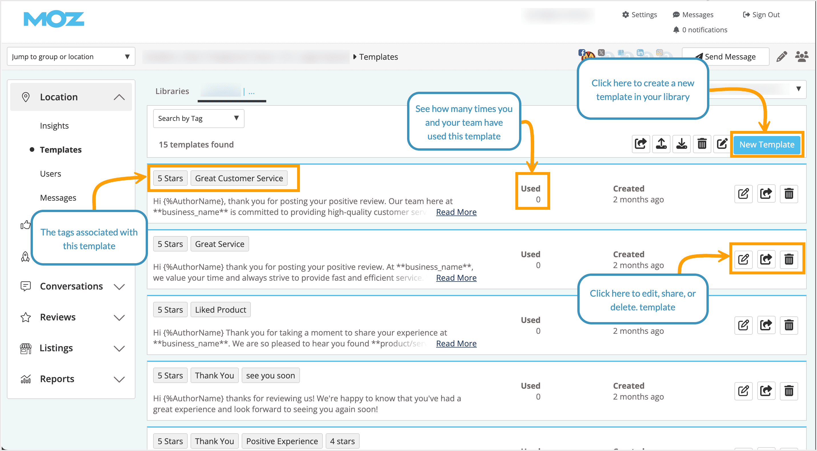Screenshot of the template creation process.