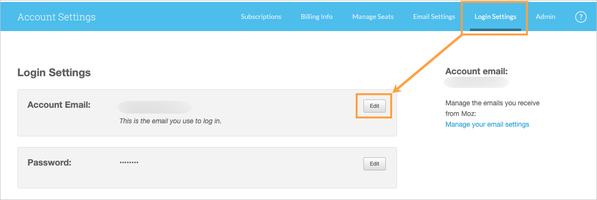 You'll find the edit button to the right of your email under login settings.