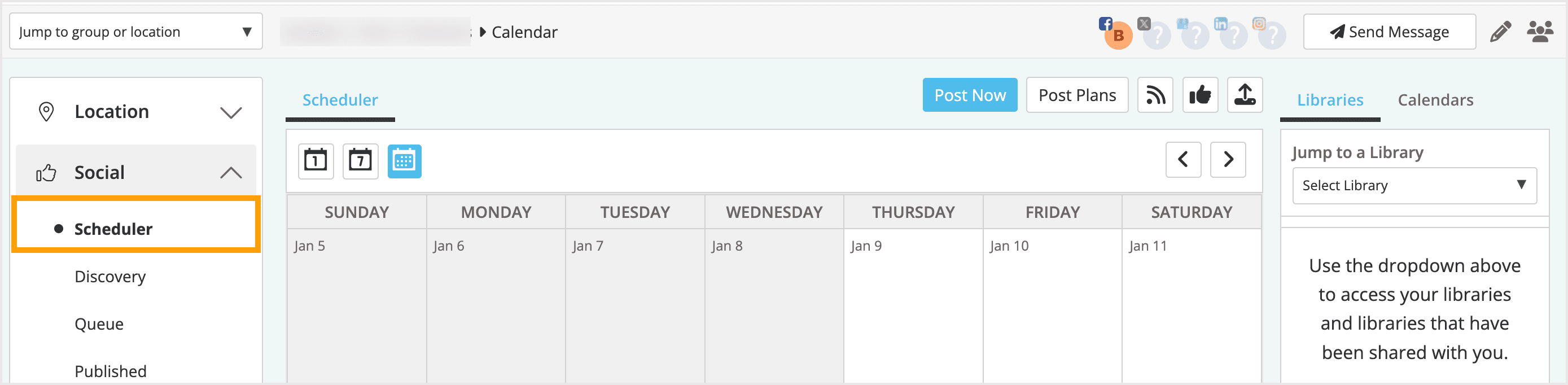 Screenshot showing the menu location for the Scheduler in Moz Local.