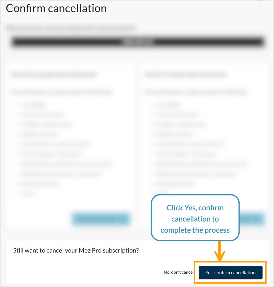 Screenshot of the Confirm Cancellation screen.