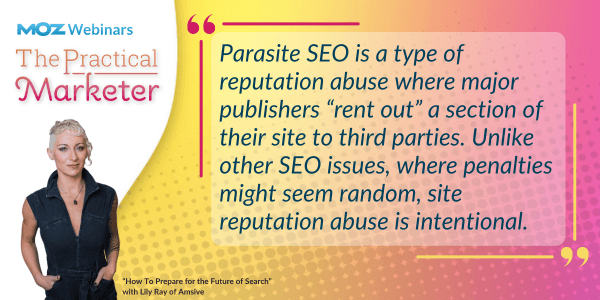 Quote from Lily Ray about Parasite SEO