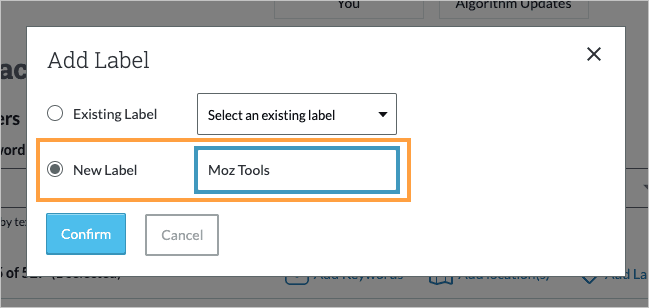 You can create a new label within the add label popup.