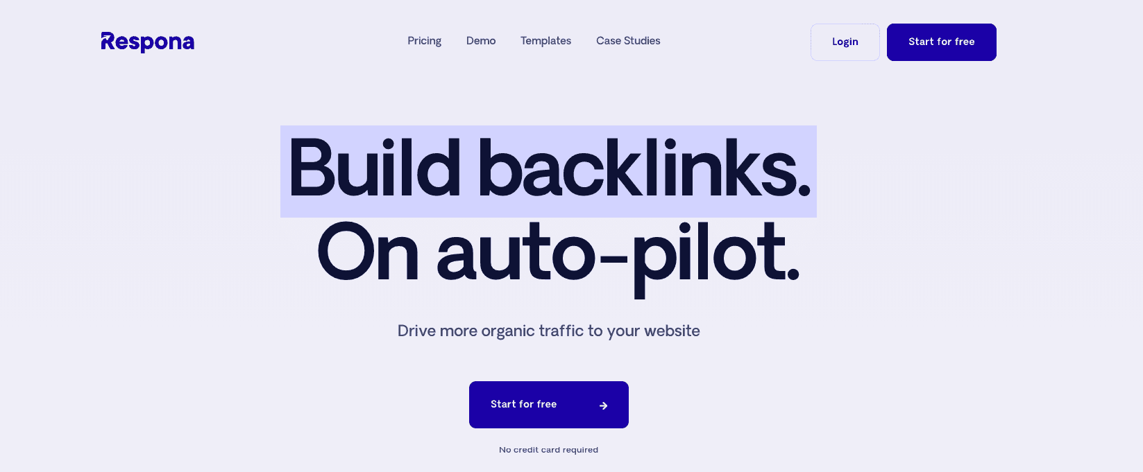 Screenshot of respona homepage